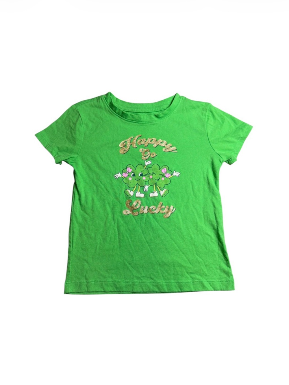 wonder nation Bright Green "Happy Go Lucky" Graphic Tee